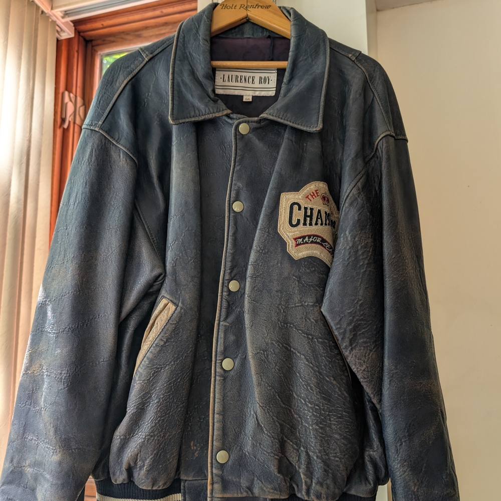 Vintage Blue Baseball Bomber Jacket